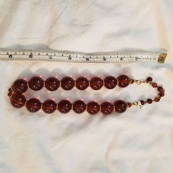 Faux Amber Ball Necklace 18" - Picture 4 of 6